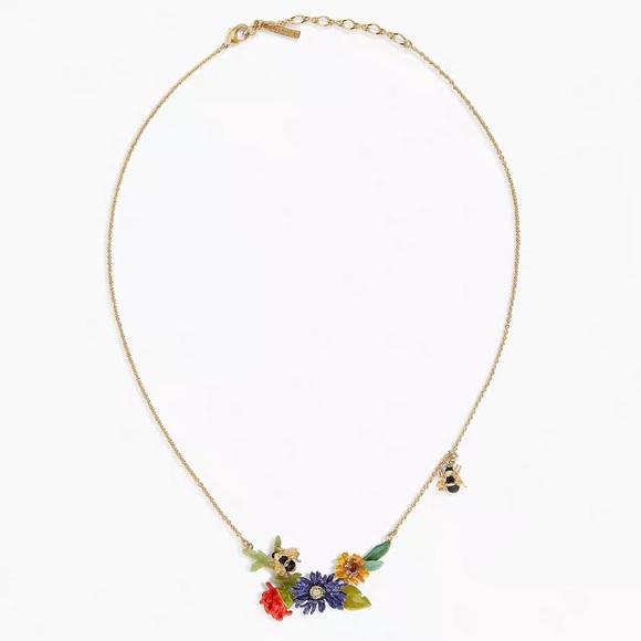 Les Néréides PARIS FLOWERS AND BEES ON HONEYCOMBS COLLAR NECKLACE - Picture 2 of 8